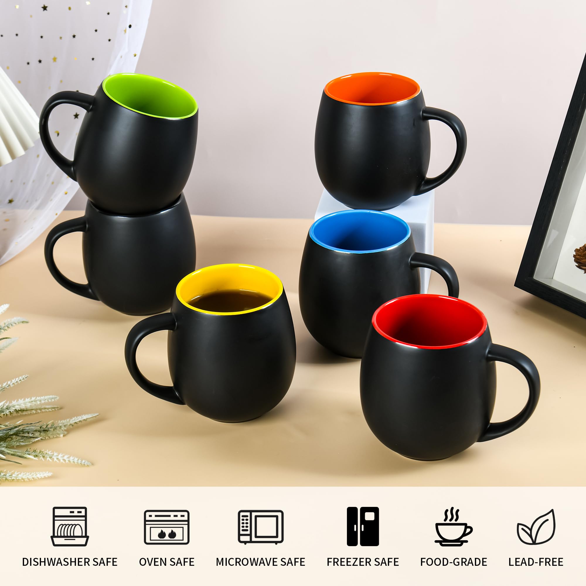 BYCNZB 20oz mug set with colorful interior for vibrant tea moments