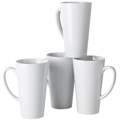 BYCNZB white tall ceramic mug close-up demonstrating ergonomic handle for comfortable grip