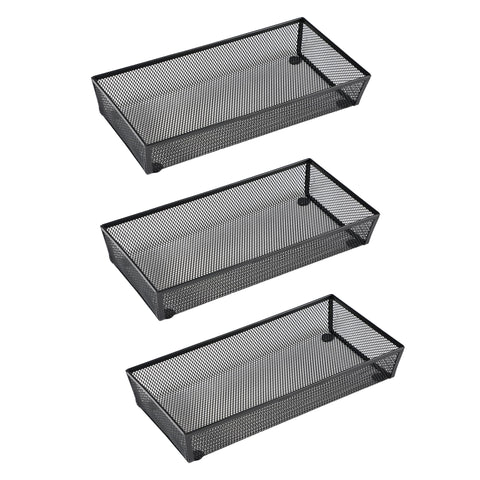 BYCY 3-pack mesh drawer organizers neatly arranged for utensils and gadgets in a drawer