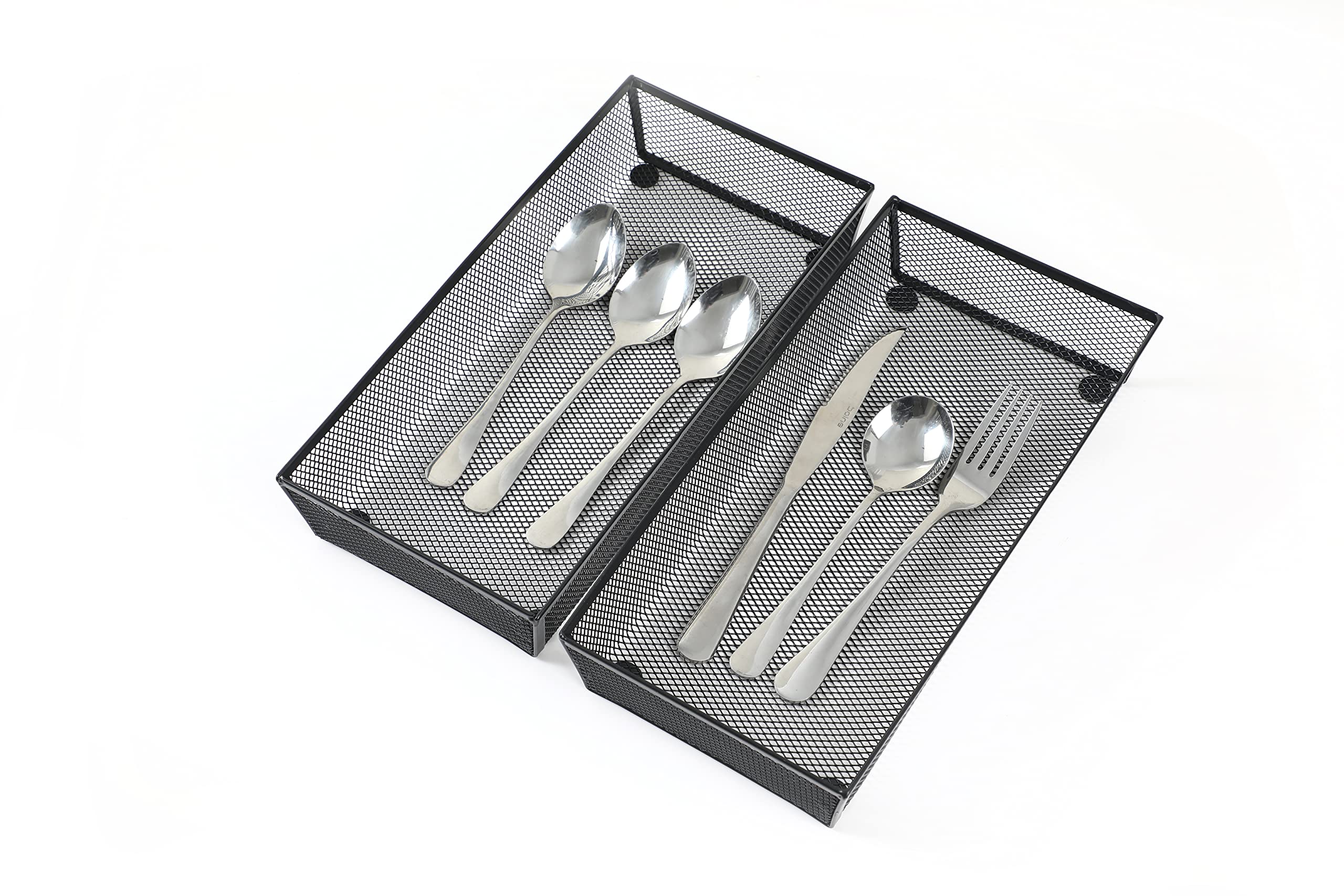 BYCY metal drawer organizer showing durable coating and grid construction