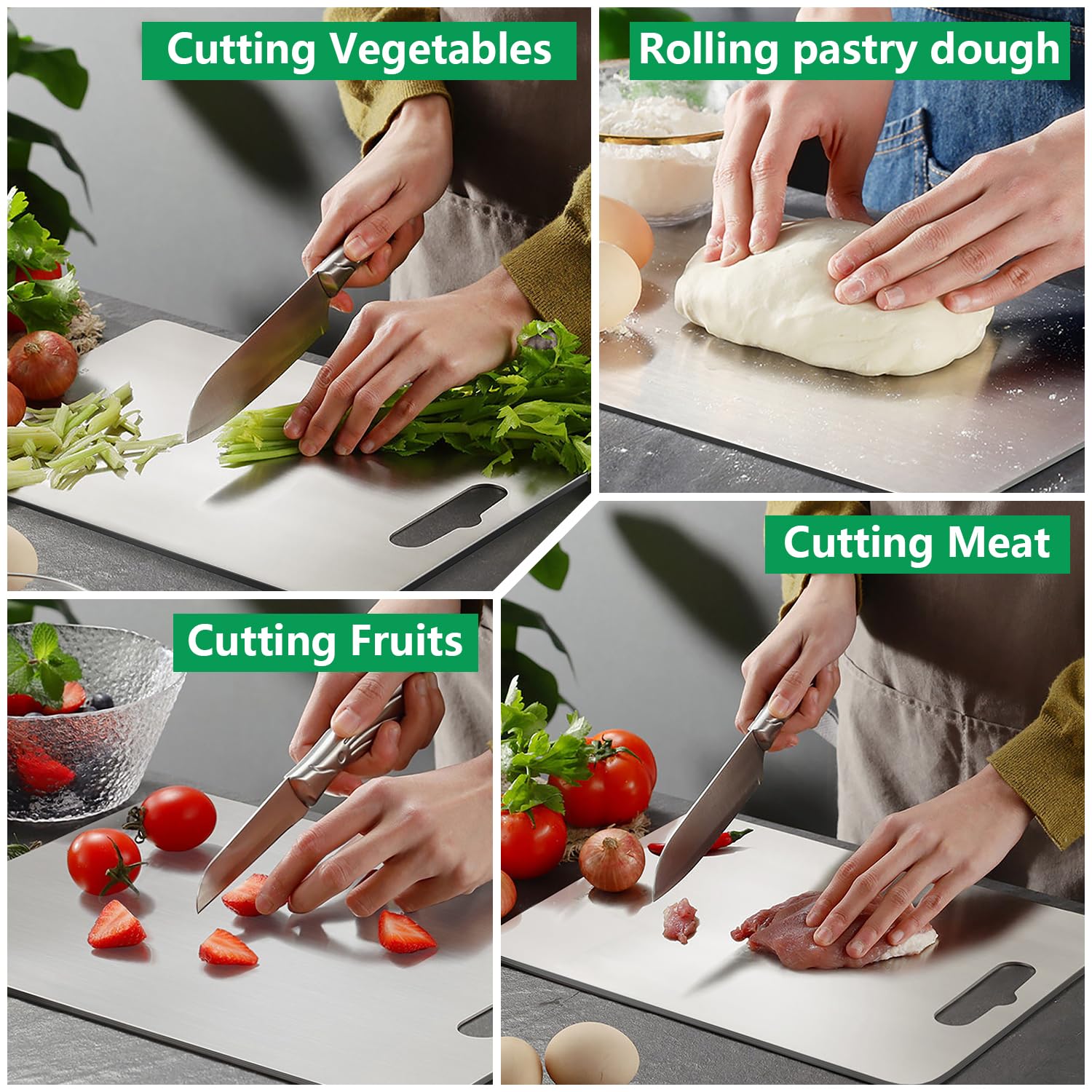 BYEHOVOO titanium cutting board easy-clean surface requires no oiling or soaking.