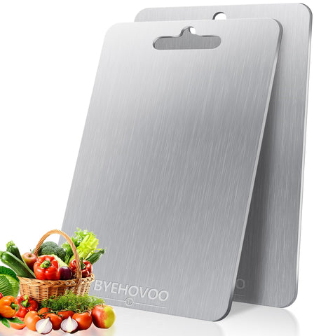 BYEHOVOO titanium cutting board top view for clean prep and storage