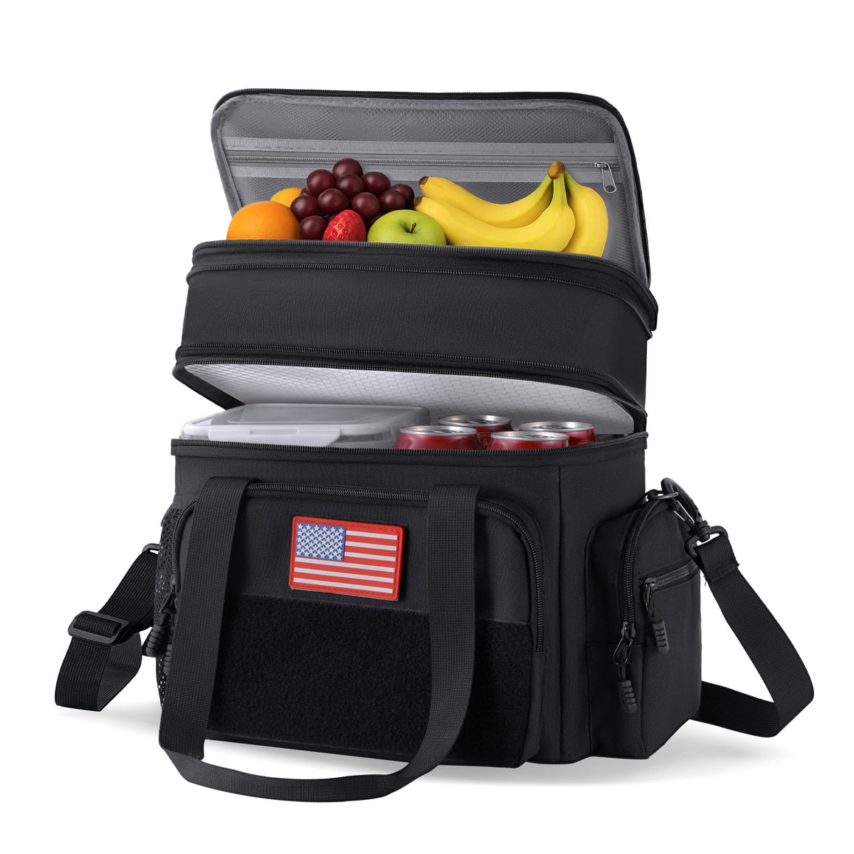 BYELTCUCN 16L lunch bag with double-deck design for organized meals.