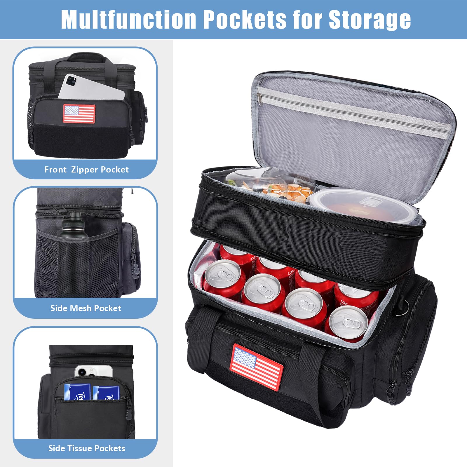 BYELTCUCN multiple pockets organize utensils and drinks.