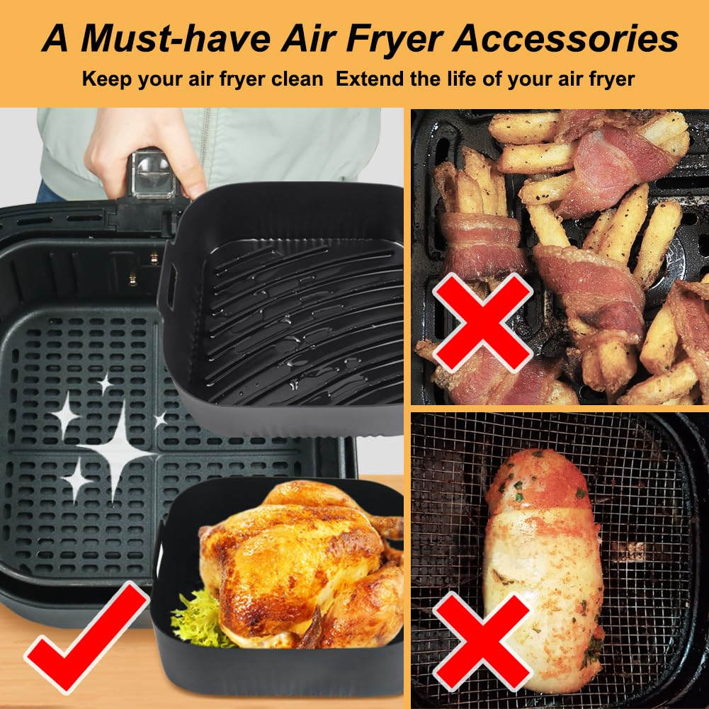 BYKITCHEN 9-inch liner shows oil drainage edge, prevents soggy food.