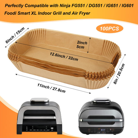 BYKITCHEN Ninja XL liners, outer 12.8x8.6 inches, fit the basket precisely