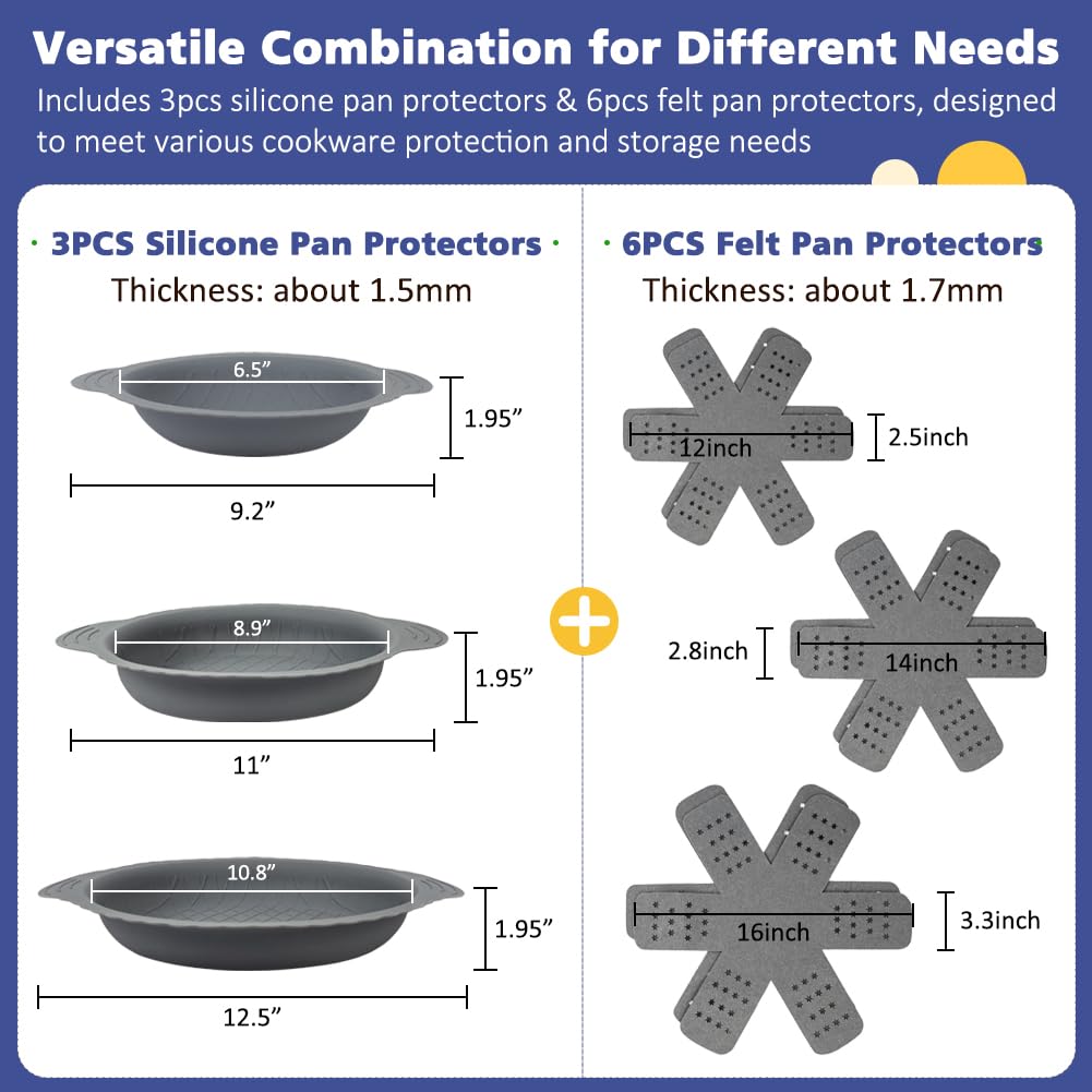 BYKITCHEN silicone pan protectors for 10-inch pans prevent dents and scratches