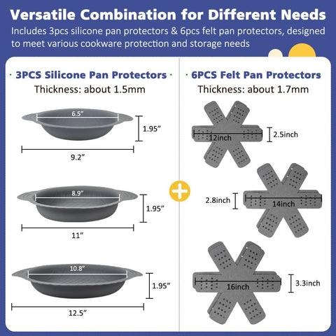 BYKITCHEN silicone pan protectors for 10-inch pans prevent dents and scratches