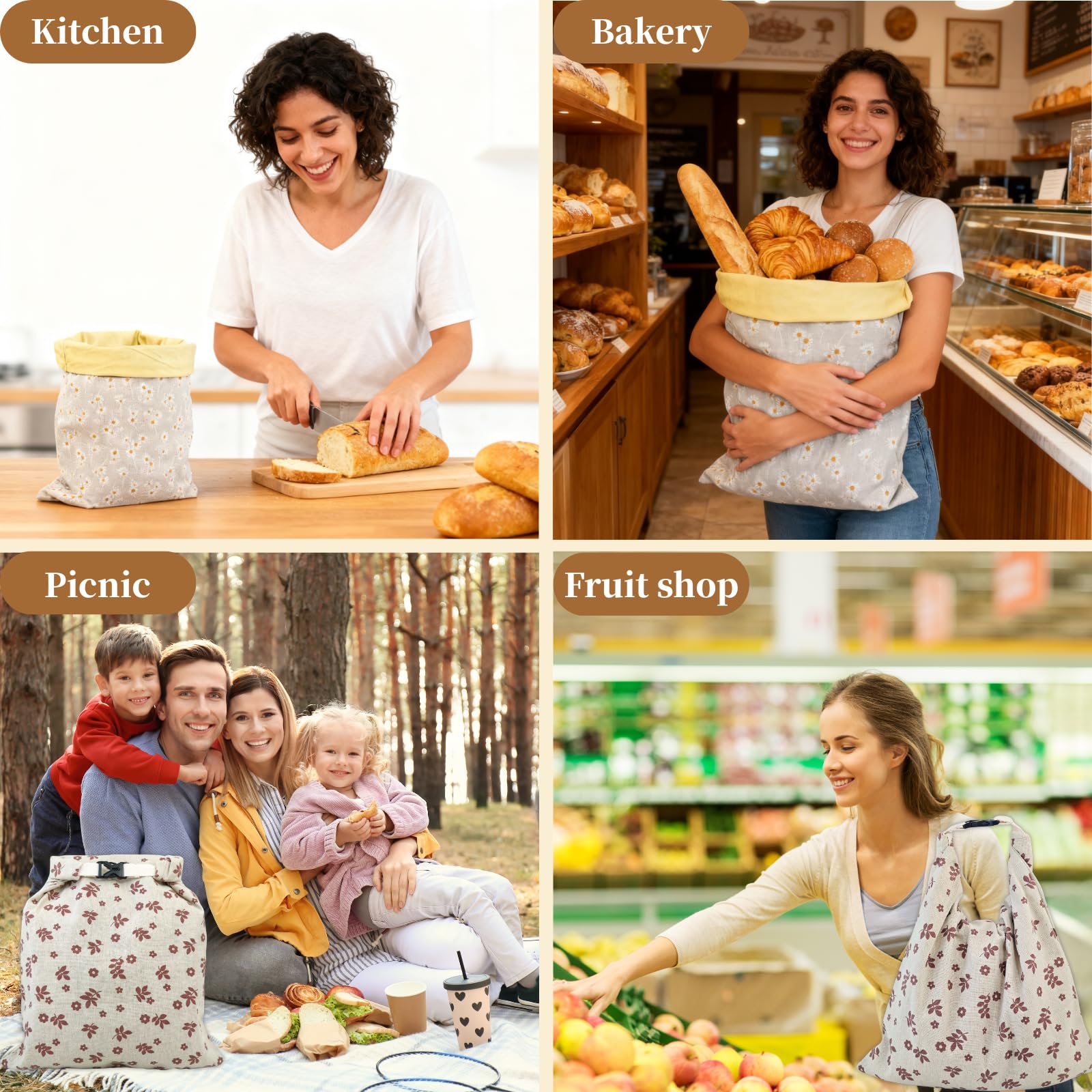 BYTTME bread bag outside cotton material emphasizes sustainable, washable outer shell.
