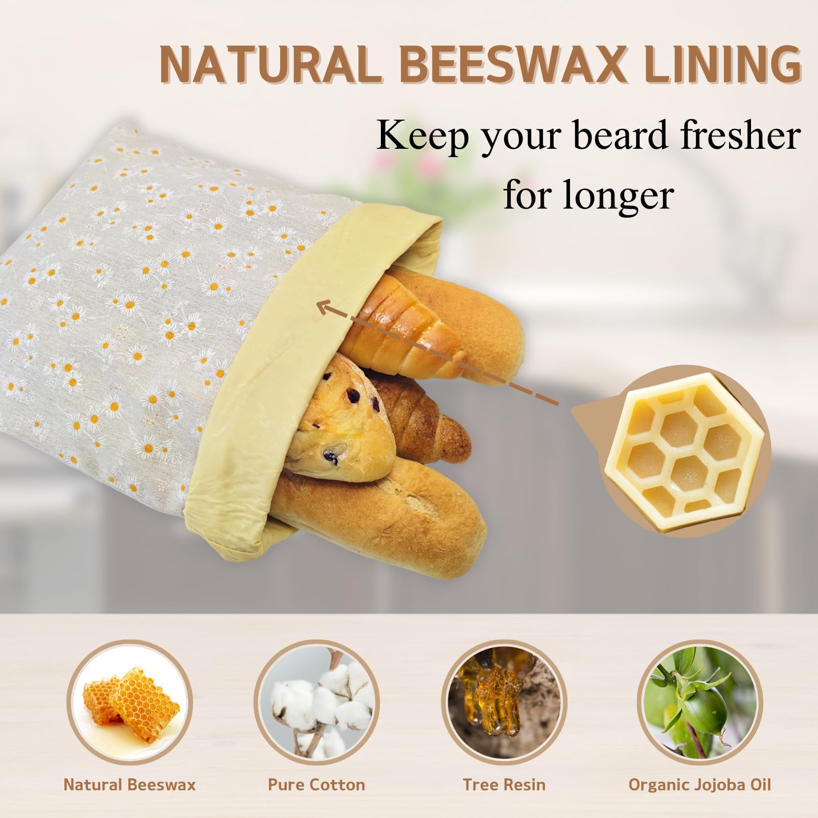 BYTTME beeswax bread bag top-fold clip keeps bread secure and breathable.
