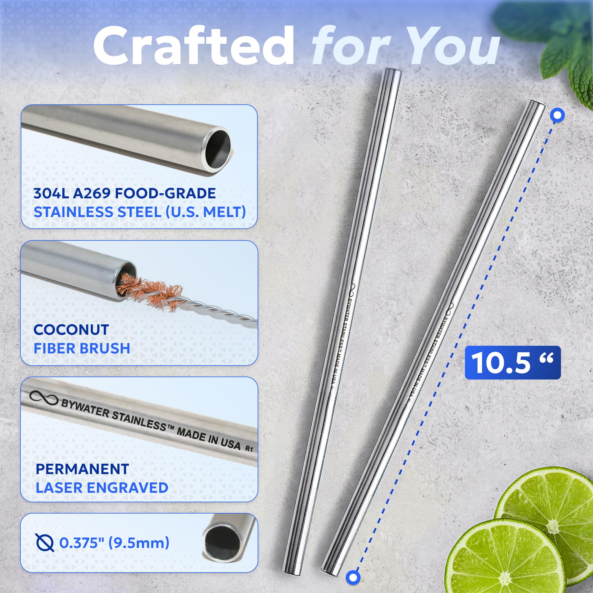 Bywater Stainless thick-wall straws resist bending for long-lasting daily use