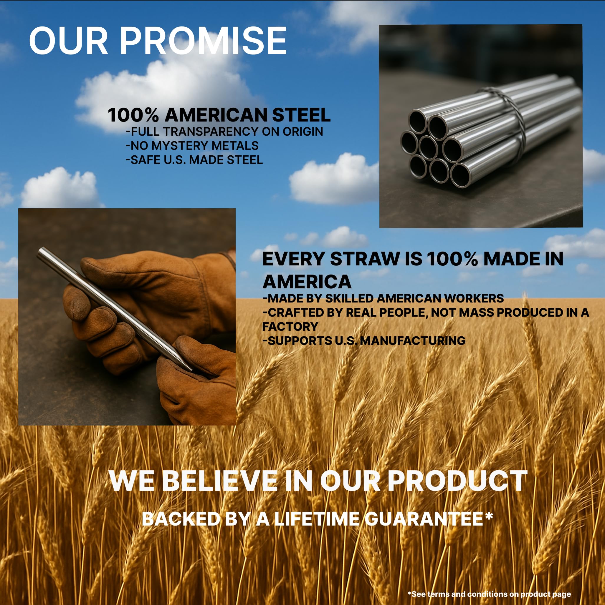 Bywater Stainless USA-manufactured straws ensure reliable quality and traceable safety in every sip