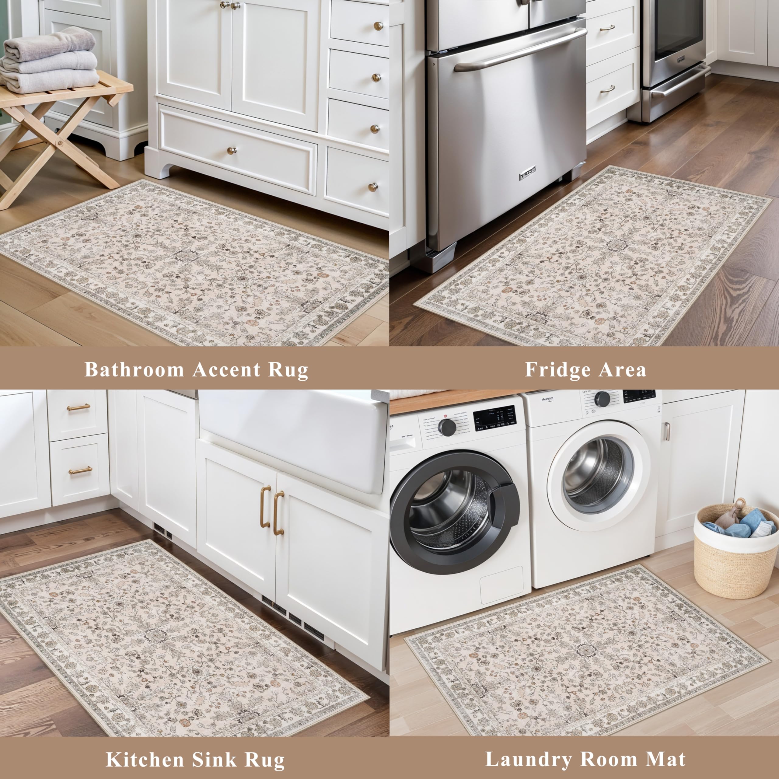 BYYVOO boho rug kitchen sink area provides cozy footing during cooking.