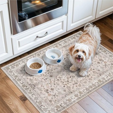 BYYVOO boho rug pet area features soft surface for pets to rest.