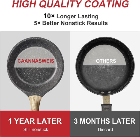 Caannasweis ergonomic wood grain handle enhances grip during sauté