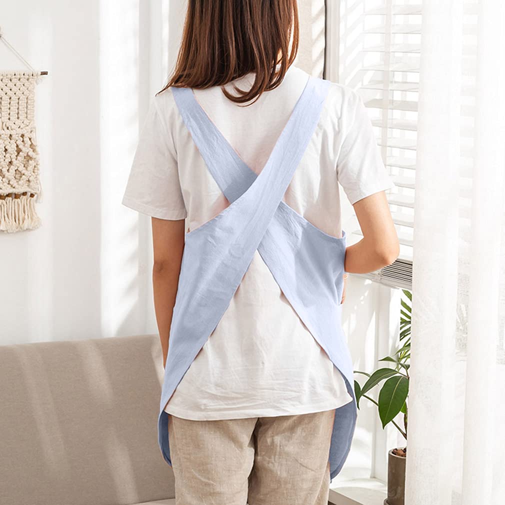 Caatoor blue-care-instructions apron keeps shape after washing.