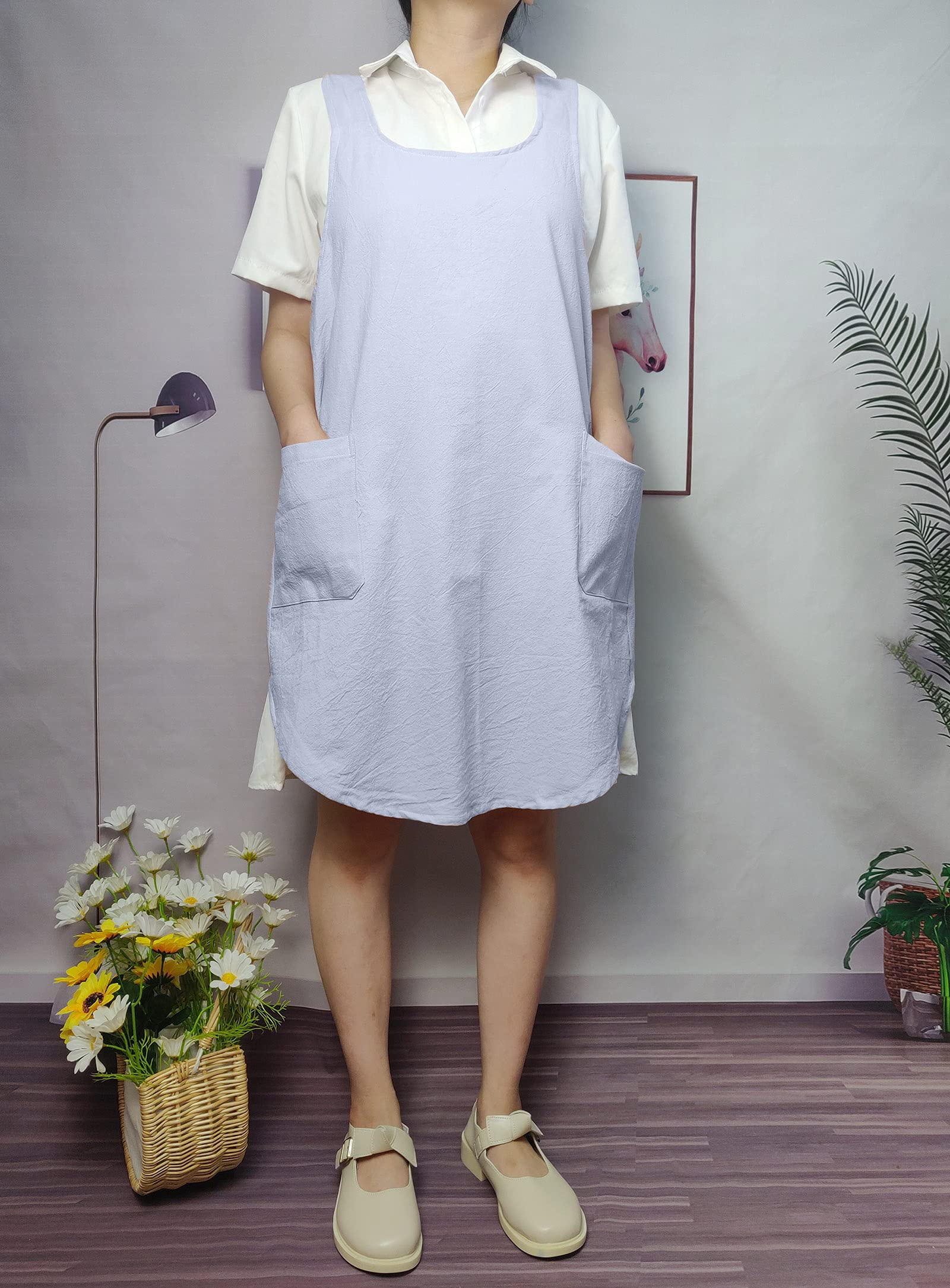 Caatoor cotton apron blue fabric texture evokes rustic charm and breathability.