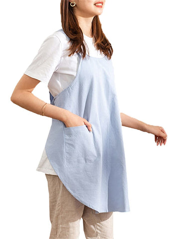 Caatoor cross-back apron blue pocket layout highlights roomy, easy-access pockets.