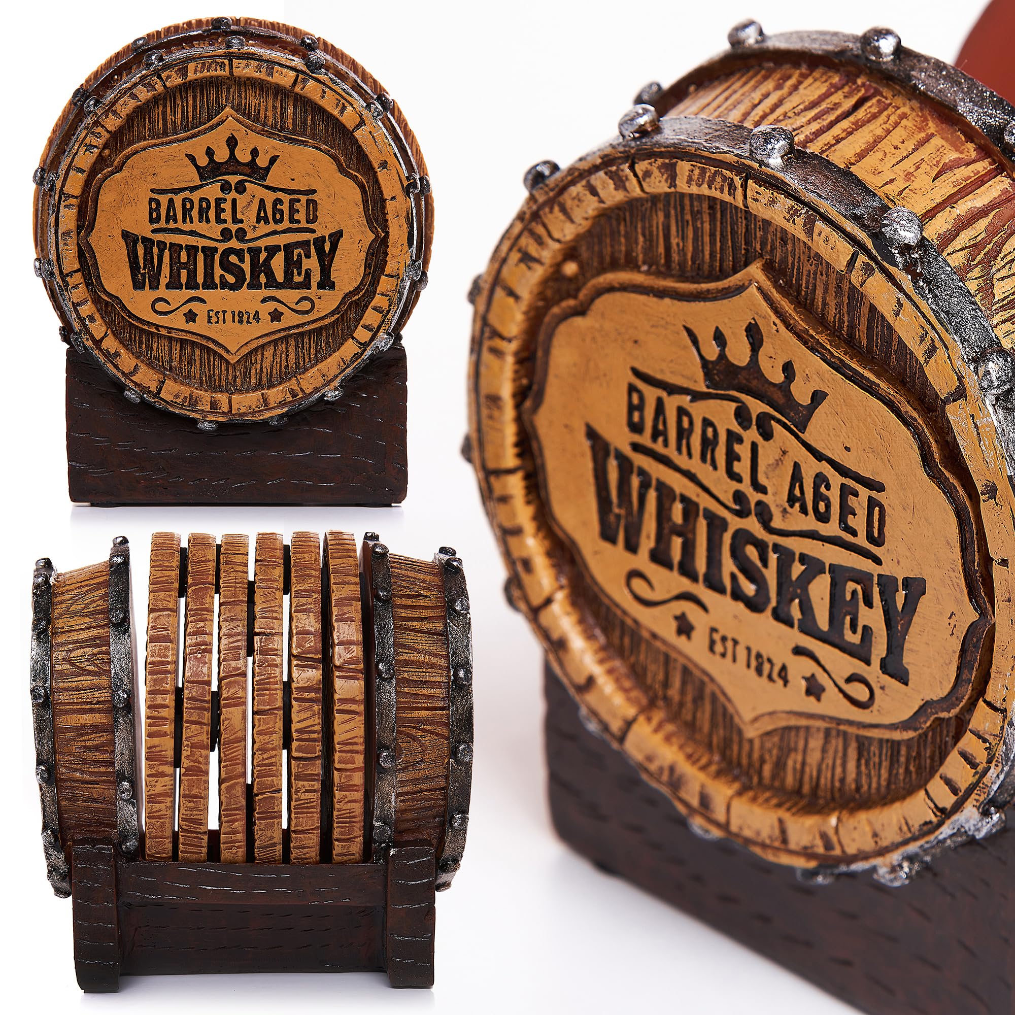 Cabin Obsession six full-size coasters fit larger cups securely.