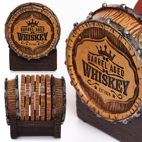 Cabin Obsession six full-size coasters fit larger cups securely.
