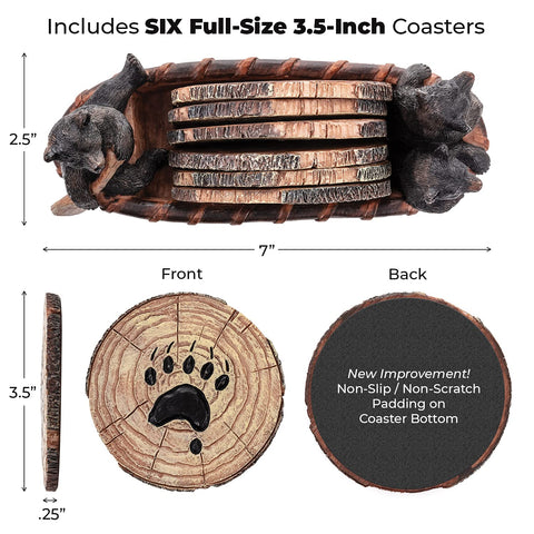 Cabin Obsession six coaster set large diameter fits bigger mugs