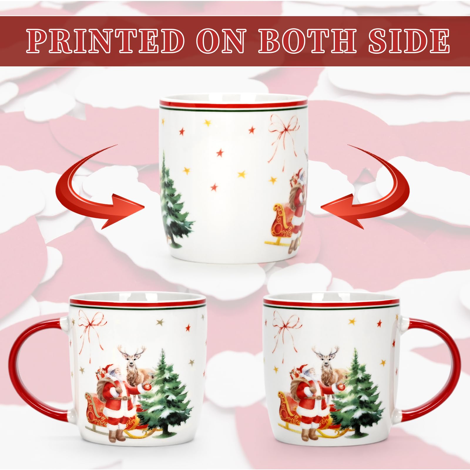 Cabtnca Christmas Mugs kiln-fired ceramic for lasting durability