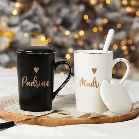 Cabtnca Godmother mug 14oz with lid and spoon for convenient daily gifting.