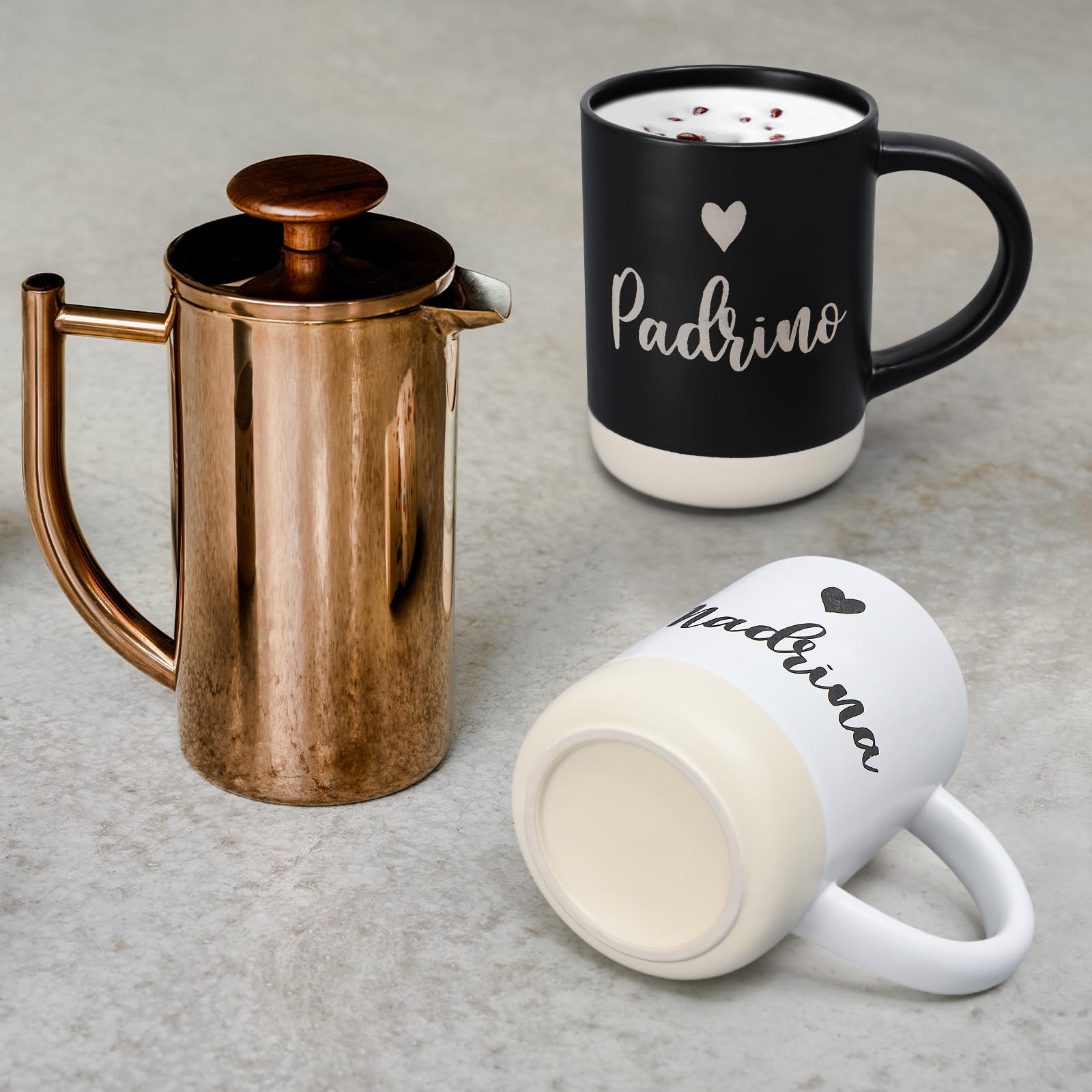 Cabtnca Madrina and Padrinos coasters, rustic cork protect surfaces after hot beverages.
