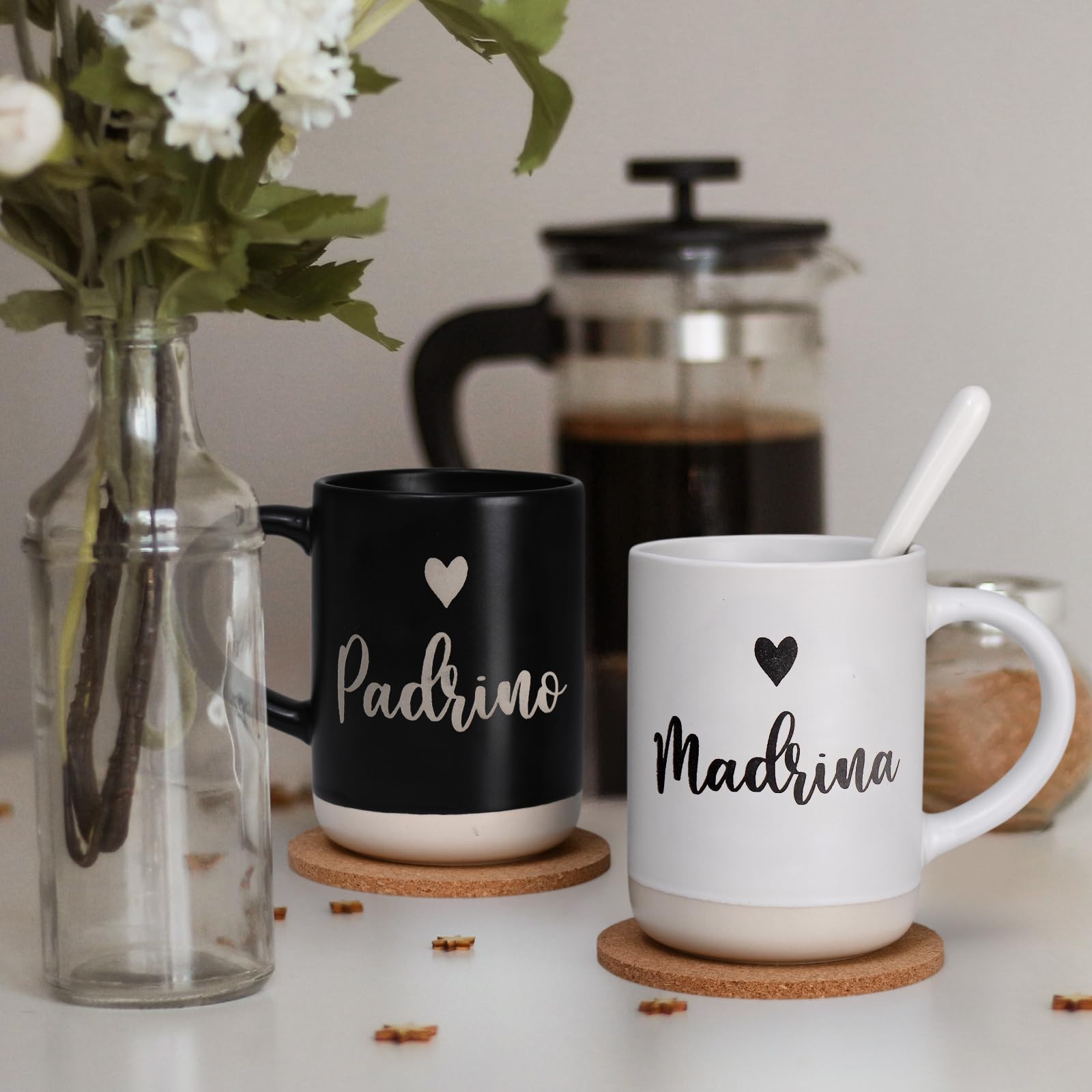 Cabtnca Padrinos mug lettering texture, raised text for a premium feel.