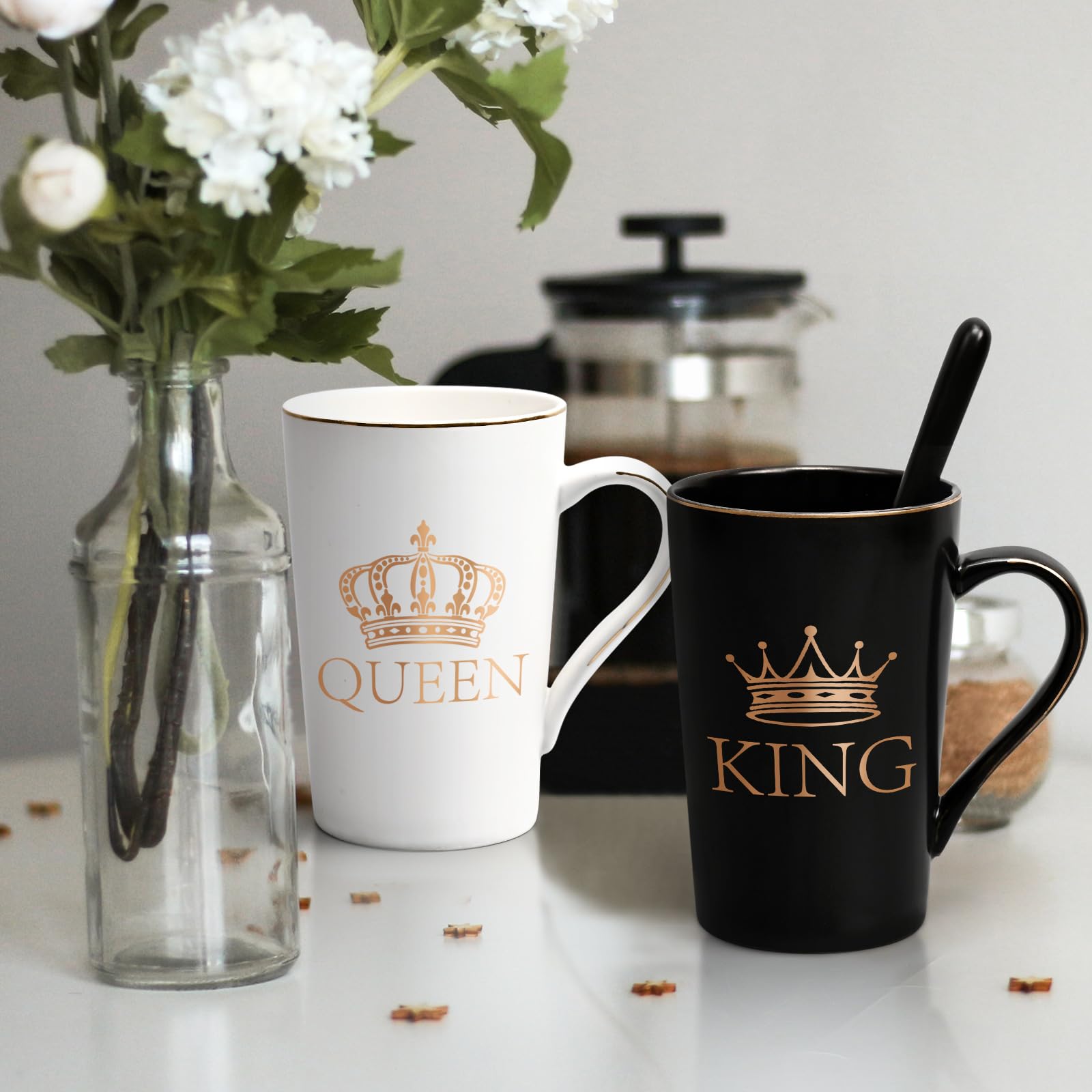 Cabtnca queen mug 14oz with elegant golden accents for tea