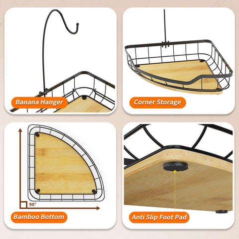 Versatile storage for fruits, vegetables, bread, and snacks.