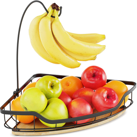 CACHOLIV fruit holder with banana hanger on countertop keeps bananas easily accessible.