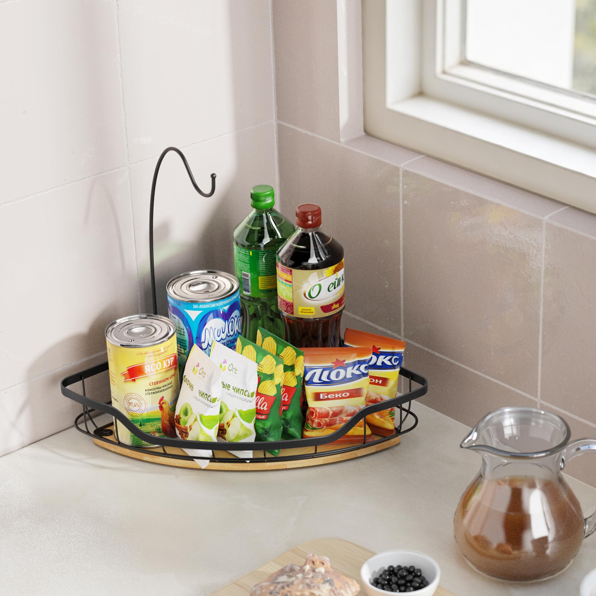 Rust-resistant wire securely holds fruit and snacks within reach.