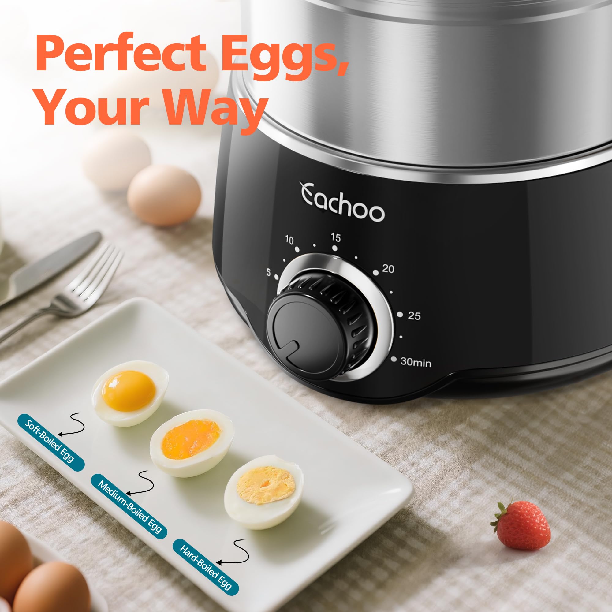CACHOO 14-egg cooker stainless steel body for durability