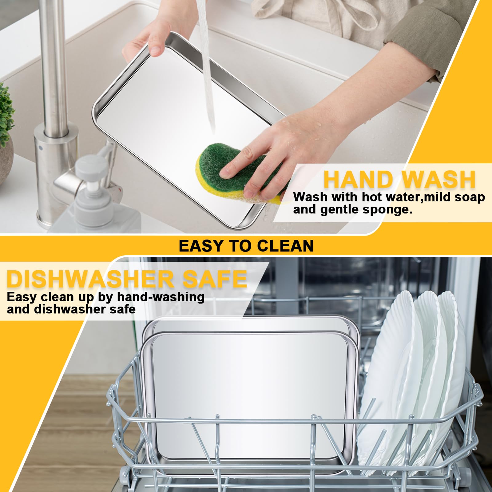 CACOLES baking sheets stackable design saves cabinet space.