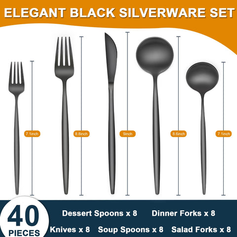 CACOLES dinner forks in black finish for comfortable grip and refined tableware.