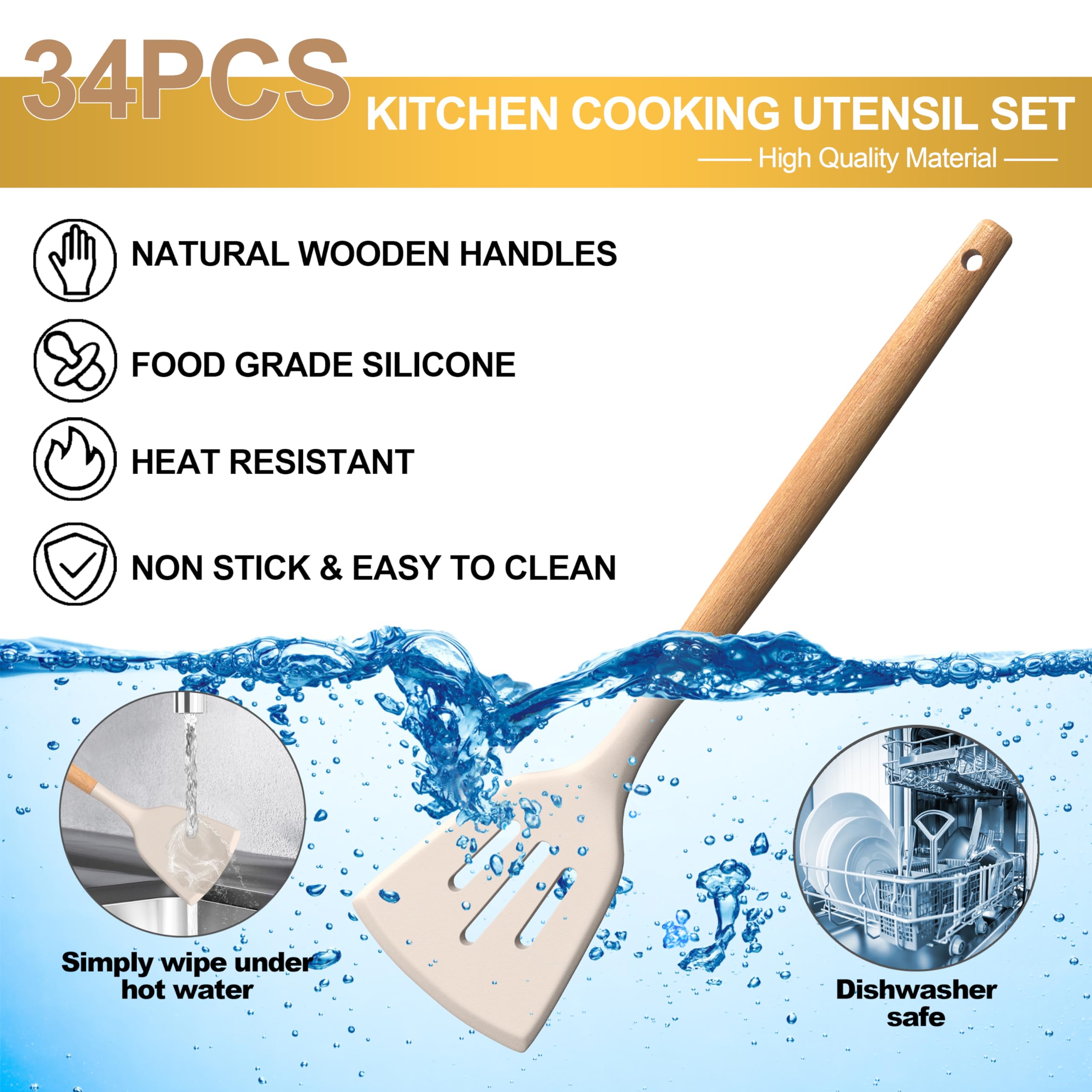 CACOLES wooden handles stay cool and add premium kitchen look