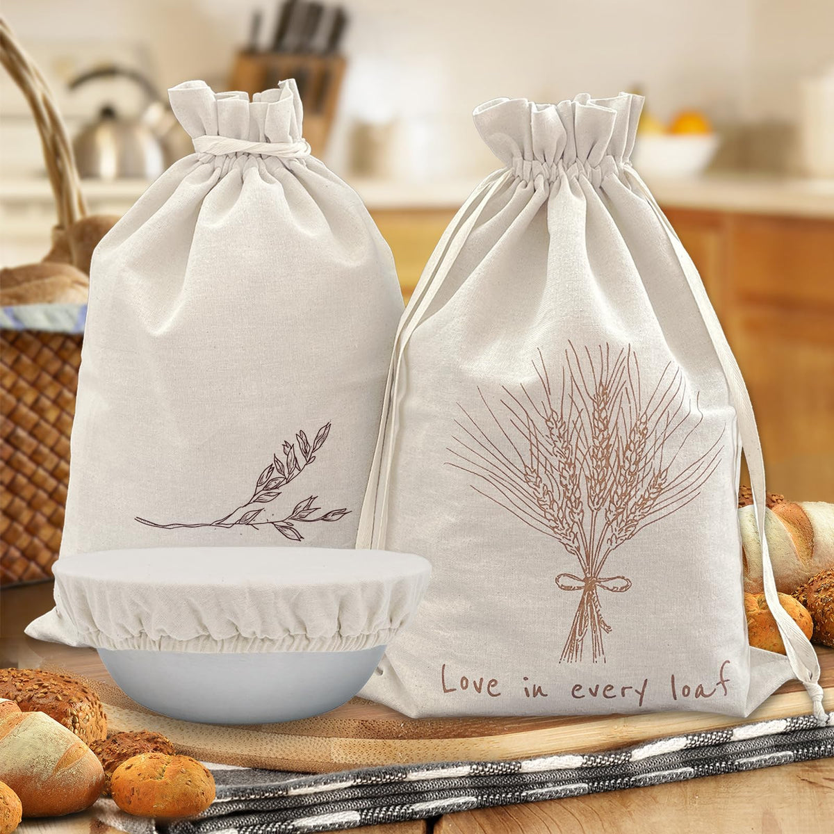 Cacolor linen bread bag 13x16 keeps bread fresh and reduces waste.