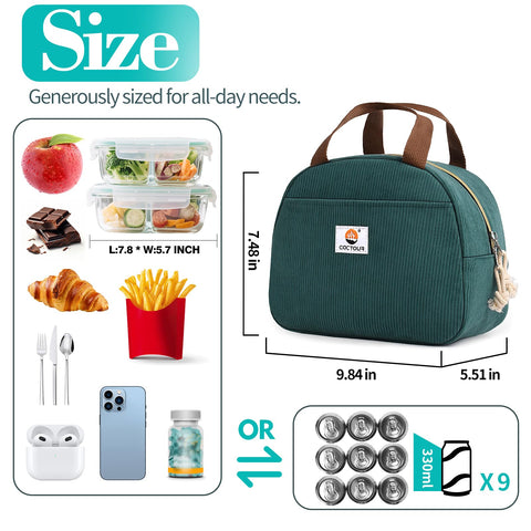 CaCTOUR Lake Green lunch bag in use at work shows portable design.