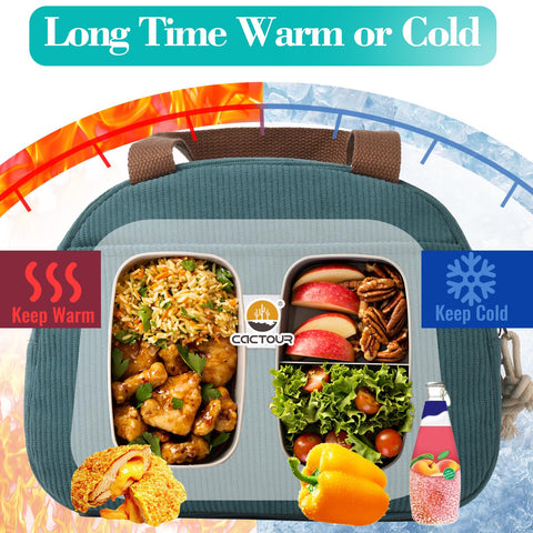 CaCTOUR Lake Green lunch box front pocket keeps small items organized.