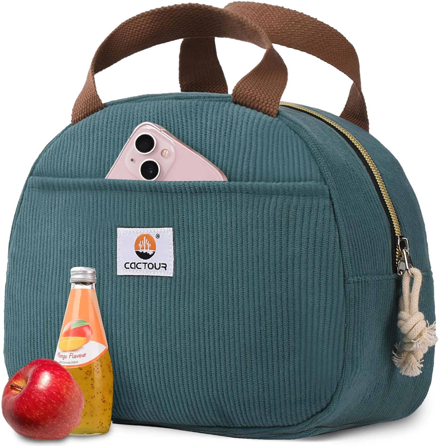 CaCTOUR Lake Green lunch box front view shows a spacious main compartment for meals.