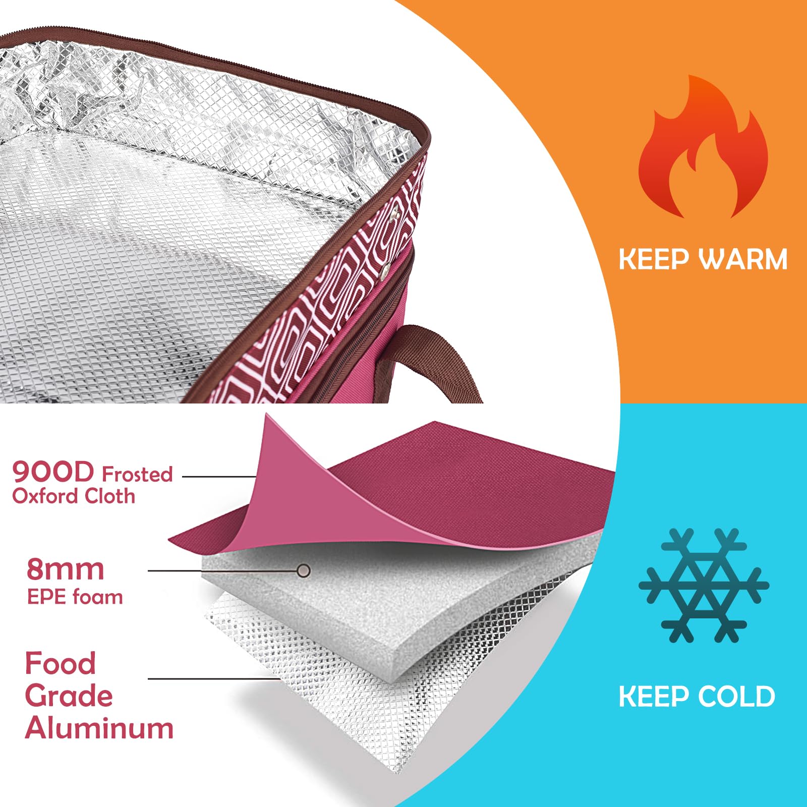 CaCTOUR leakproof Oxford exterior protects casseroles during travel.