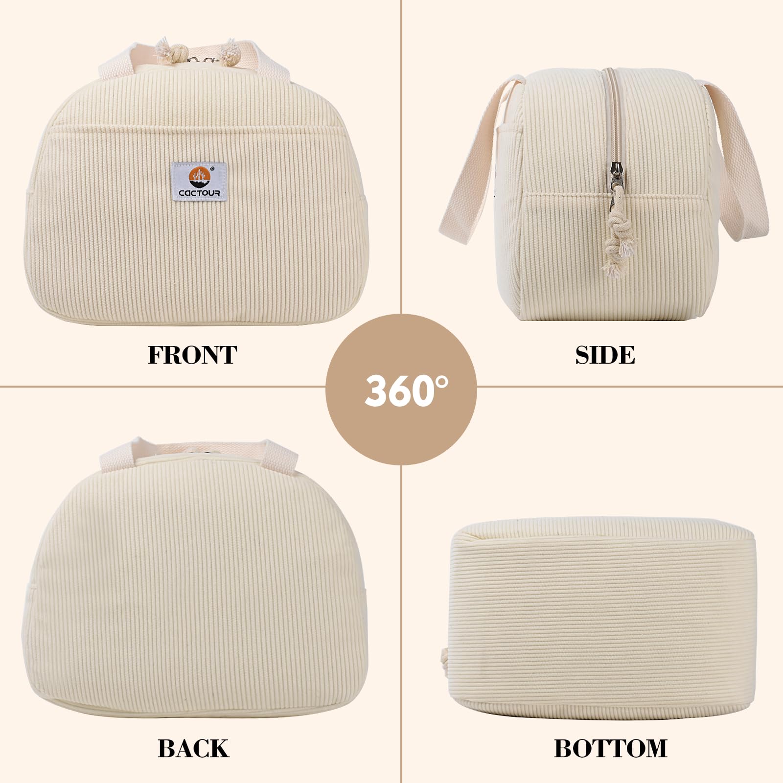 CaCTOUR lunch bag in beige color suitable for many outfits and occasions