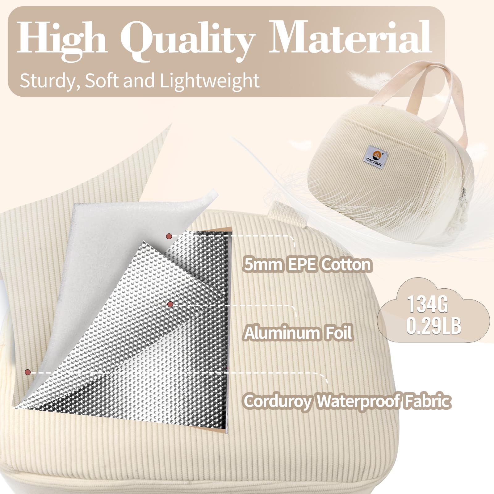 CaCTOUR lunch bag corduroy texture adds stylish, versatile use