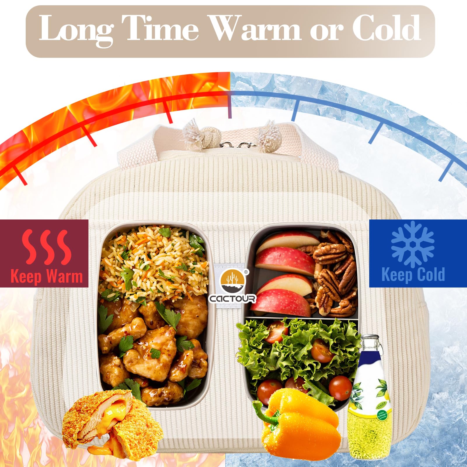 CaCTOUR insulated lining keeps items at the right temperature longer