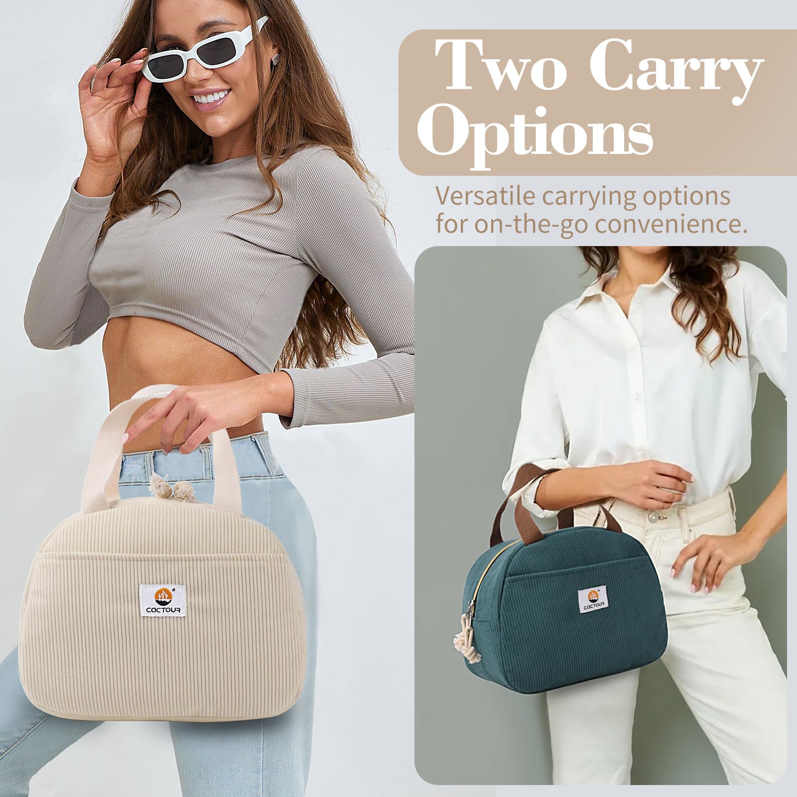 CaCTOUR lunch bag padded handle for comfortable daily carry