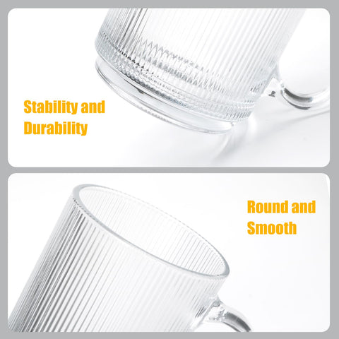 Cadamada clear glass tea cups ideal for hot or cold beverages.