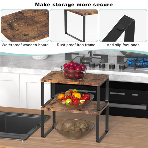 CADUKE expandable counter shelf at 23.6 inches long for extra storage.