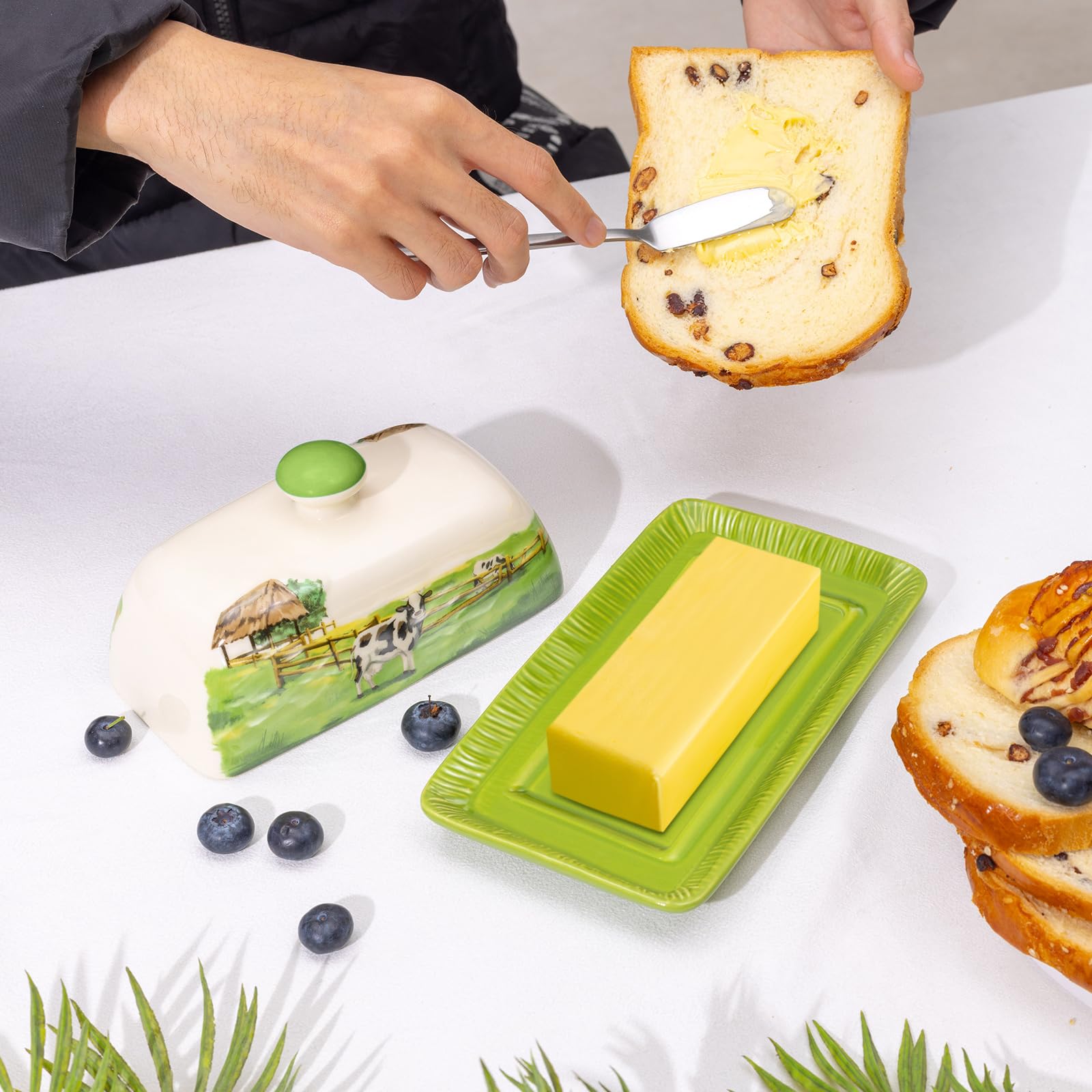 CADVJXZ farmhouse-style butter tray for counters and fridges