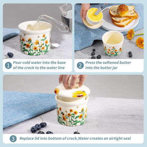 CADVJXZ French butter keeper on countertop supports easy everyday butter access.